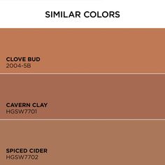 some shades of brown and beige with the words similar colors in each color scheme on them