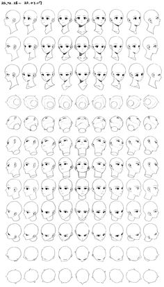 an image of different faces and shapes in black and white, with the same line drawn on