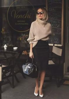 Rok Outfit, Perfect Winter Outfit, Chique Outfits, Perfect Closet, Looks Party, Stylish Sweaters, Winter Outfits For Work, Women's Wear, Mode Inspo