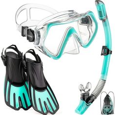 two scuba gear including snorkels and mask