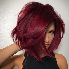 Say hello to fall 2017’s go-to color—a luscious, ruby red. Guy Tang used the #mydentity shades over his client’s pre-existing Level 7-8 highlighted hair to achieve this deep, powerful crimson. Here’s the rest of the formula. #WomenHairColorFall Burgundy Hair Dye, Dyed Tips, Hair Dye Tips, Short Red Hair, Stylish Short Hair, Guy Tang, Hair Color Burgundy, Hair Color Shades, Hair Color Pink