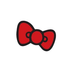 a red bow with two smaller bows on it's head and the word hello kitty written