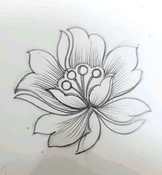 a drawing of a flower on a white paper