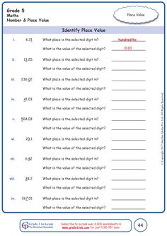 a worksheet for identifying the number and place value of objects in an object