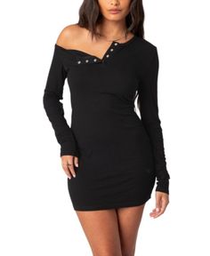 Edikted Soleste Ribbed Mini Dress Edgy Long Sleeve Bodycon Dress, Casual Ribbed Bodycon Dress For Night Out, Outfit Plan, Fun Dress, Ribbed Mini Dress, Mini Robes, Super Cute Dresses, Plus Size Shopping, Plus Dresses