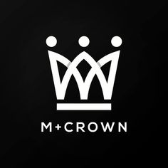 the m and crown logo on a black background