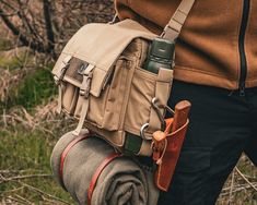 Bushcraft Shoulder Bag crafted from tough and water-resistant Kodura 600x300 D PVC canvas, lined with durable Oxford Polyester 600D, and featuring padded sides for extra protection. Bag: - Width - 30cm - High - 27cm - Deep - 10cm Two frontal and two inner pockets, and two side pockets with a water bottle option. The shoulder strap is removable and adjustable. Bushcraft Backpack, Steampunk Bag, Bushcraft Kit, Edc Bag, Bushcraft Gear, Combat Gear, Tactical Bag, Adventure Gear, Hiking Backpack