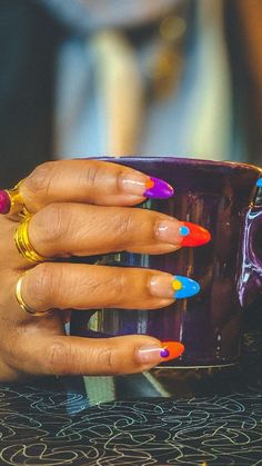 Nail Design Colorful, Easy Outfit Ideas, Colorful Nail Art, Colorful Nail, Nails Design With Rhinestones, Easy Outfit, Nails Only, Get Nails