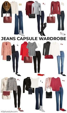 A jeans capsule wardrobe | 40plusstyle.com Jeans Dressed Up, How To Match Clothes Outfit Ideas, How To Dress Up Jeans, Jeans Capsule Wardrobe, Jeans Outfit Ideas For Women, Jeans Over 50, Stylish Jeans Outfit, How To Wear Jeans, Basics Wardrobe