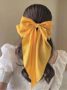 Yellow Bow Hairstyle, Bow Stacking, Yellow Stuff, Pink Hair Clips, Big Hair Bows, Spring Racing, Bow Hairstyle