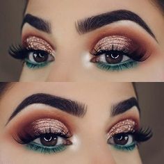 23 ideas de maquillaje glamoroso para Navidad #christmas #ideas #makeup... #glamoroso #ideas #maquillaje #Navidad #Para #Schönheit Trucco Glam, Makeup Cantik, Under Eye Makeup, Makeup Tip, Christmas Makeup Look, What Makes You Beautiful, Glitter Eyeliner, Green Makeup, Makijaż Smokey Eye