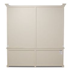 a large white cabinet with two doors on each side