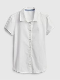 Girls’ Clothing – Shop New Arrivals | Gap Cheap Button-up School Shirt, Cheap White Collared Shirt, Kids Uniform, White Uniform, Uniform Outfits, School Uniform Outfits, Kids Uniforms, White Short Sleeve Shirt, Uniform Pants