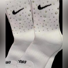 Custom Bling Swarovski Crew Socks Choose Crystal Color 1 Pair. Made To Order, Ships In 3-5 Days. Custom Nike Socks, Socks Gift Ideas, Bling Socks, Bling Nike, Socks Womens, Wedding Sneakers, Creative T Shirt Design, Custom Bling, Nike Socks