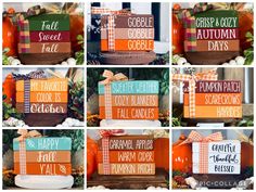 several different pictures of pumpkins and fall decorations with words that say goodbye, gobble, gobble, gobblel, gobble, gobble