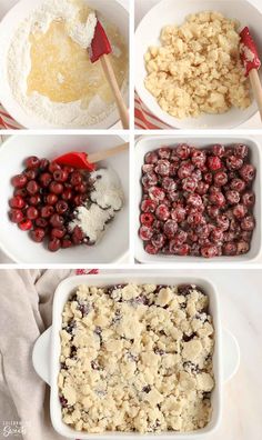 the steps to make cranberry cobbler are shown