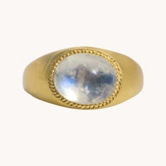 Catbird is proud to debut the work of Prounis, a new jeweler with an old soul. Her modern jewels are inspired by antiquity; each piece is hand wrought from rich, luxurious 22k gold. The Moonstone Roz Ring is luminous and weighty, a true instant heirloom. The wearer of this ring carries a symbol of classic beauty.Prounis jewels are made with a custom shade of the ancient 22-karat alloy; the malleability of 22-karat allows the jewels to shape to the wearer over time. 22-karat gold has a vibrant ye Luxury Unique Moonstone Open Ring, Luxury Cabochon Moonstone Chalcedony Ring, Wizard Jewelry, Ancient Rings, Canyon City, Rings Personalized, Cute Jewellery, Aesthetic Rings, Crystals Quartz