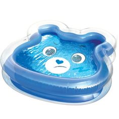 an inflatable swimming pool with a bear face on the front and bottom part