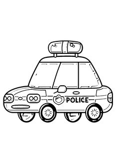 a police car with luggage on the roof and wheels coloring pages for kids to print