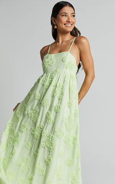 Summer Floral Dresses, Backless Summer Dress, Lime Dress, Summer Dresses Outfits, Colourful Dress, Bust Dress, Floral Clothing, Everyday Dress, Dress Backless