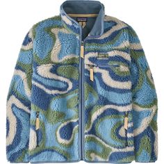 Updating an iconic Patagonia piece with more Earth-friendly materials, the Natural Blend Retro Cardigan now features recycled synthetic and natural fibers for a more responsible fleece sweater. Patagonia Fleece Pattern, Outdoor Capsule Wardrobe, Patagonia Retro X Jacket Outfit, Mens Outdoorsy Style, Retro Cardigan, Surf Style Clothes, Retro Cardigans, Nature Gifts, Swim Brands