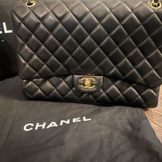 This Is The Large Jumbo Flap Bag In Lambkin. Great Use Condition. Very Little Signs Of Ware. Kept In Dust Bag And Box. Black With Gold Hardware. Flap Shoulder Bag, Chanel Bags, Flap Bag, Large Bags, Chanel Bag, Gold Hardware, Dust Bag, Chanel, Bag Lady