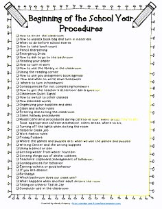 the beginning of the school year procedure is shown in this printable worksheet