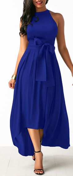 Belted Asymmetric Hem Maxi Dress. Fashion Dresses Online, Club Party Dresses, High Waist Dress, Maxi Dress With Sleeves, Dress With Cardigan, Hem Dress, Printed Maxi Dress, Belted Dress, Purple Dress