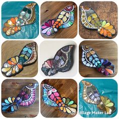 many different pictures of colorful butterflies on a table