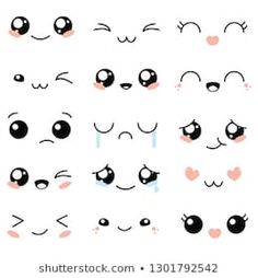 a set of cartoon eyes with different expressions and shapes, all drawn in one single line