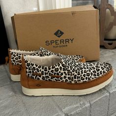 Bnib Sperry Moc-Sider Cheetah Print Shoes Size 7.5. Smoke Free Home. Any Questions Please Ask. Cheetah Print Shoes, Sperry Women's, Uniqlo Bags, Vintage Chanel Handbags, Seersucker Pants, Swim Shoes, Print Shoes, Preppy Summer, Shoes Size 7