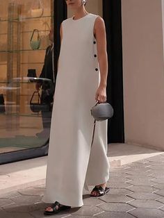 Long Tunic Dress, Split Long Dress, Designer Midi Dresses, Split Maxi Dress, Split Dress, Loose Outfit, Long Tunic, Loose Dress, Midi Dress Sleeveless