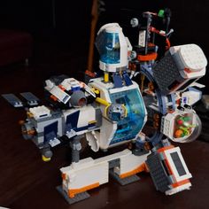 a lego space station set on a table