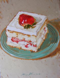 a piece of cake sitting on top of a green plate