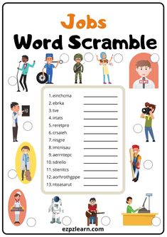 a poster with different jobs and words in spanish for kids to learn how to use the word