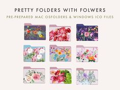 pretty folders with flowers pre - prepared mac ossfelders & windows files