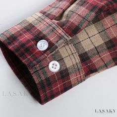 Lasaky - Classic Plaid Dress Shirt - Long Sleeve Casual Button-Up Shirt for Stylish and Versatile Looks Fall Shirt With Casual Collar And Buttons, Plaid Collared Shirt With Button Cuffs, Plaid Button-up Shirt With Button Cuffs, Plaid Button-up Shirt, Long Sleeve Plaid Dress, Backless Crop Top, Professional Wear, Plaid Dress Shirt, Long Sleeve Pullover Sweater