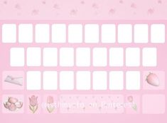 the pink keyboard is decorated with flowers and other things to write on it's screen