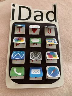 a cell phone made out of paper with the words i dad on it