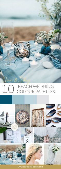 beach wedding color palettes with text overlay