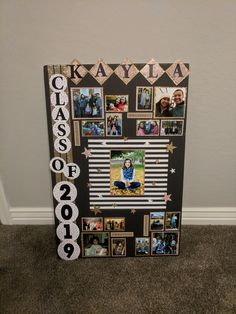 a black and white photo frame with photos on it that says class of 2010 in the center