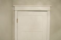 a white door in the corner of a room