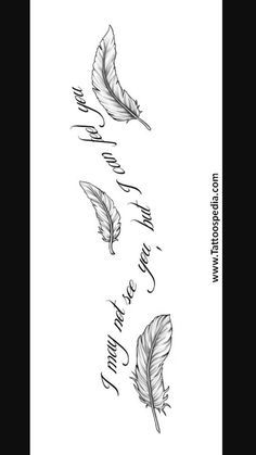 three feathers with the words, love and life written on them in cursive writing