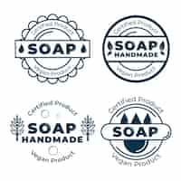 four soap logos are shown in black and white, with the words soap handmade above them