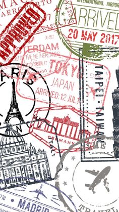 stamps with the eiffel tower and paris on them