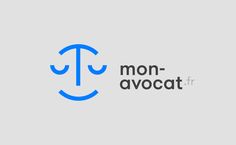 the mon - avocat logo is shown in blue and gray on a grey background