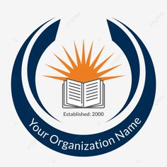 the logo for your organization name with an open book and sun in the middle, which is