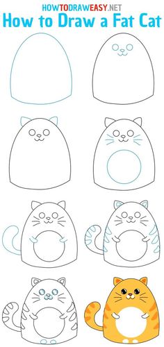 Easy Doodle Step By Step, Draw A Cat Step By Step, How To Draw A Cartoon Cat, How To Draw Cartoon Animals, How To Draw A Cat Step By Step Easy, How To Draw A Kitten, How To Draw Cats Step By Step, How To Draw A Cat Easy, Drawing Cats Easy