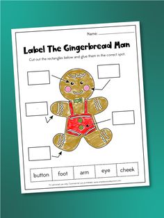 a gingerbread man worksheet with labels on it