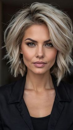 Discover 30 chic short hairstyles that suit every hair type and texture. Perfect for your next salon visit! Short Haircuts Trendy, Low Maintenance Haircut Fine Hair, Short Full Hair, Short Bob For Oval Face Shape, Blonde Balayage Short Hair Shoulder Length Layered Hairstyles, Short Hair Growing Out, 2024 Medium Hair Styles, Trendy Short Hair Styles 2024, Haircut For Women In Their 40s Over 40